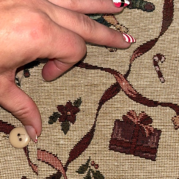 Vintage Facets Cherub Santa Christmas Holiday Vest Tan Women’s M Tree 90’a Y2K - Picture 15 of 15